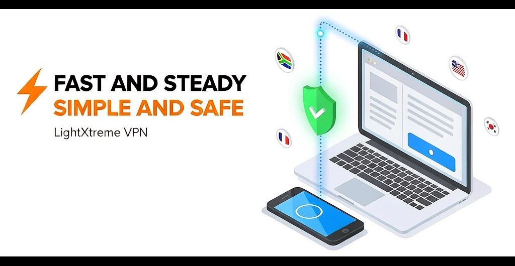 LightXtreme VPN client: unlimited data and speed, 2,000+ servers located in 70+ countries, multiple devices online at once